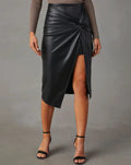 Eco-Leather Midi Skirt