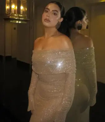 Off-Shoulder Strickkleid