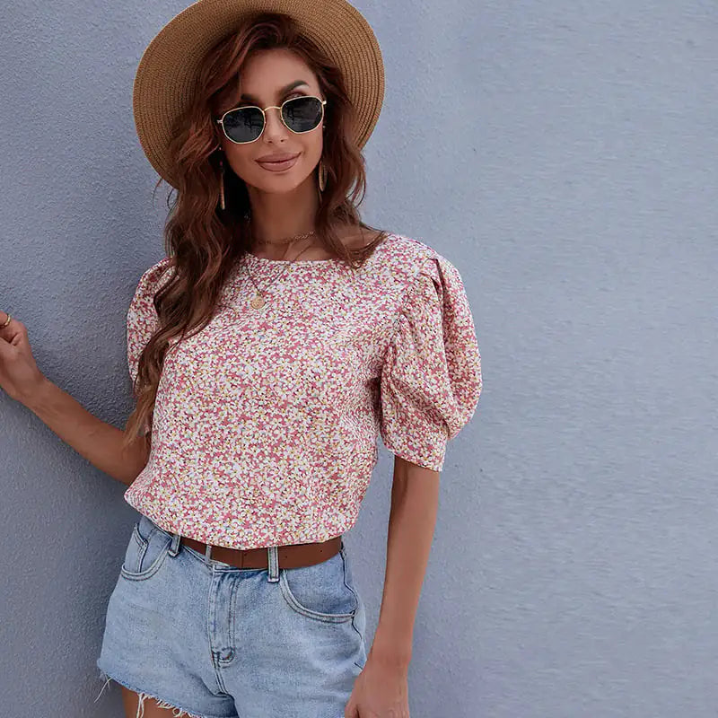 Spring Printed Loose Long-Sleeved Tops for Women